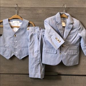 Janie and Jack 3 piece blue pin stripe suit